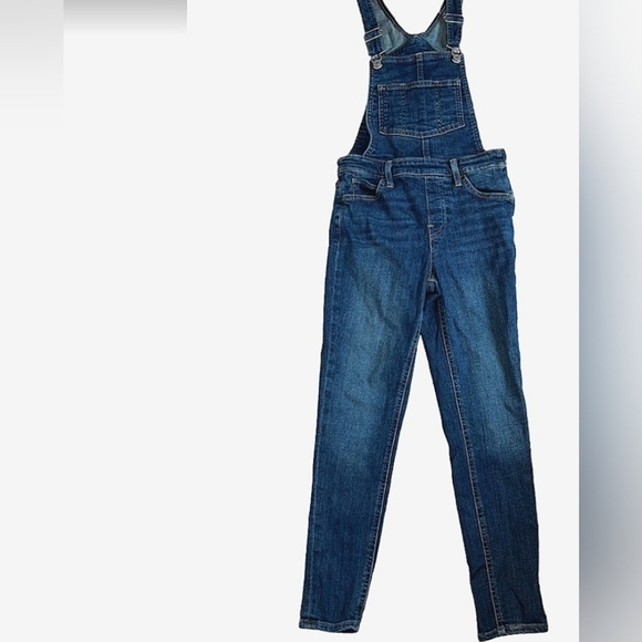 Levi's Overalls Utility Bib Skinny Leg Side Zipper Stretch Dark Wash Size 24 - Picture 3 of 16